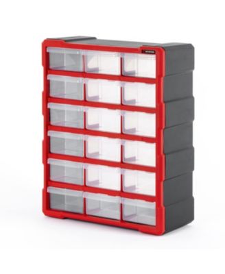 Small Parts Organizer 18 Drawers Removable Dividers Wall Mount Desktop Storage Cabinet