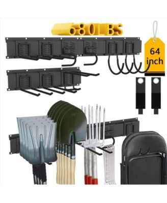 Garden Tool Organizer Wall Mount with Hooks for Shed Workshop