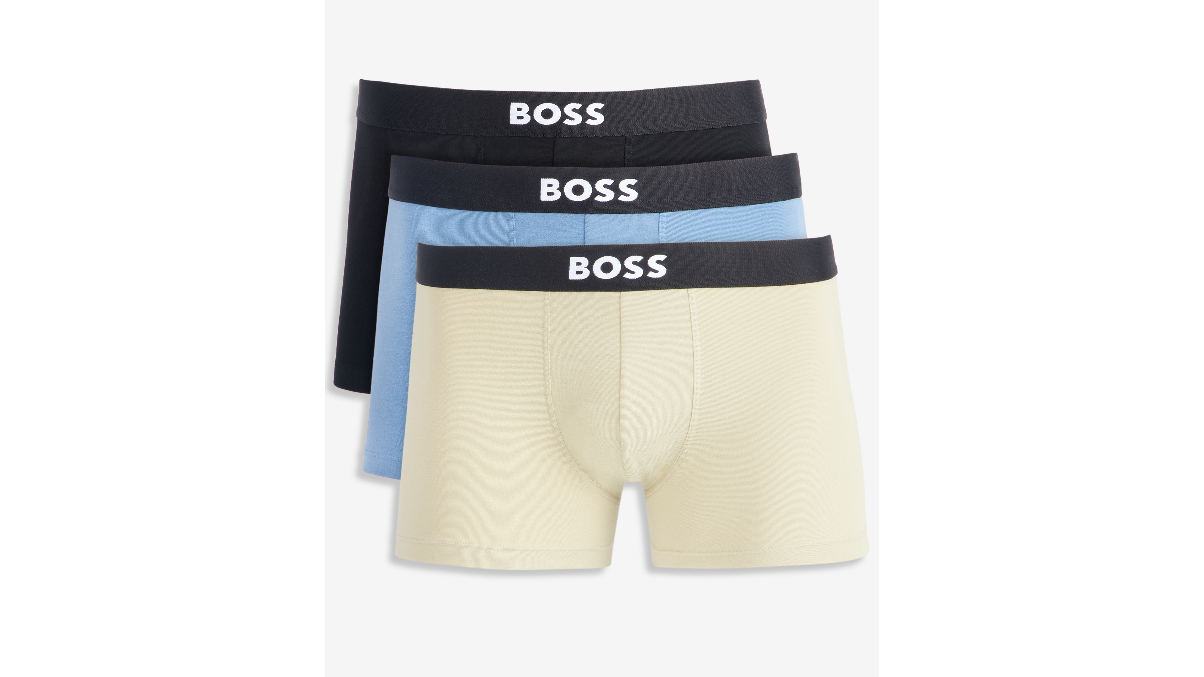 Boss by Hugo Men's One Cotton-Blend Exposed Logo Waistband Trunks, 3-Pack