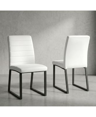 2-Pack Premium PU Office/Dining Chairs with Sturdy Iron Legs