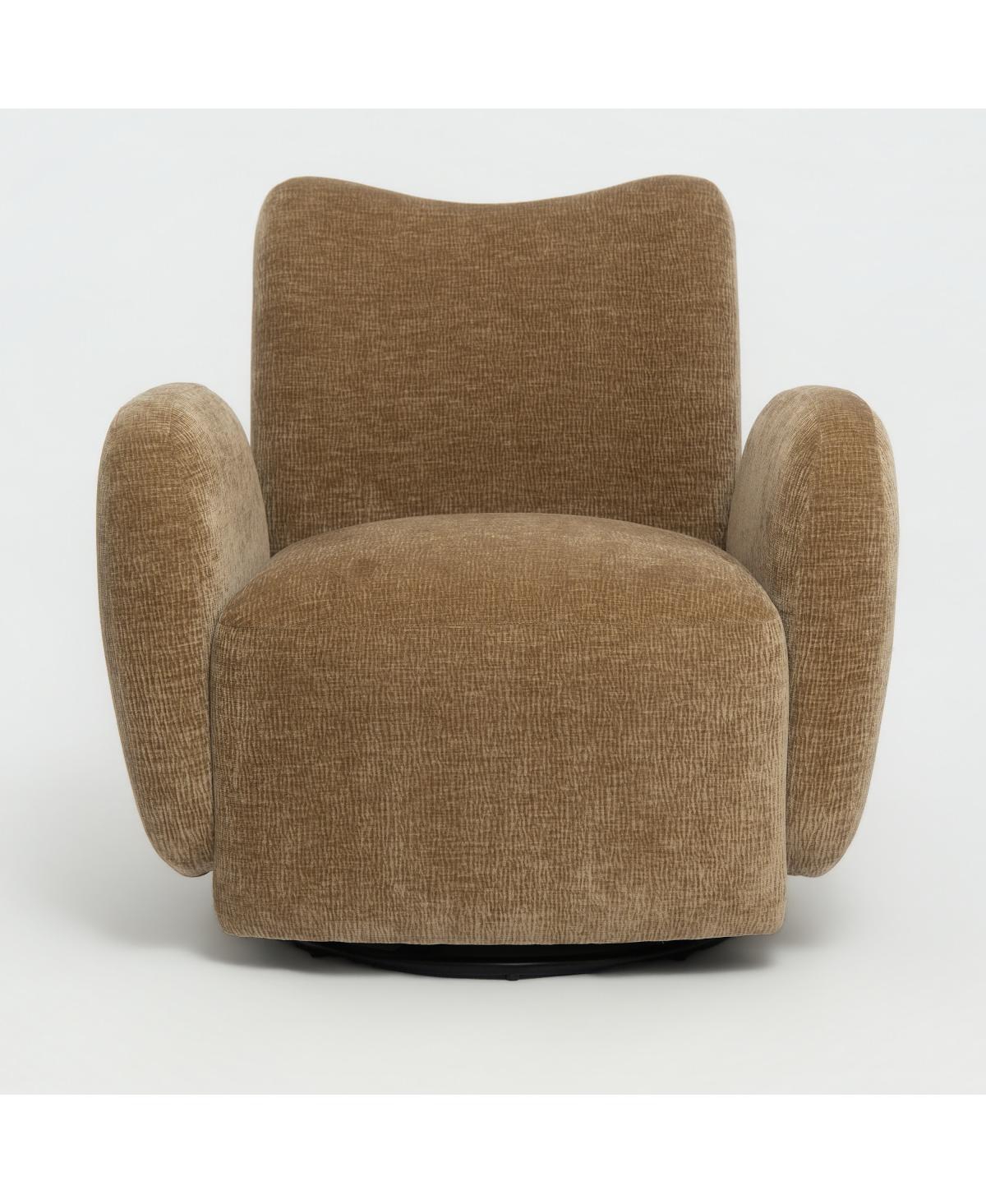 Streamdale Furniture 360 Swivel Accent Chair Chenille Fabric Upholstered Sofa Dark Camel