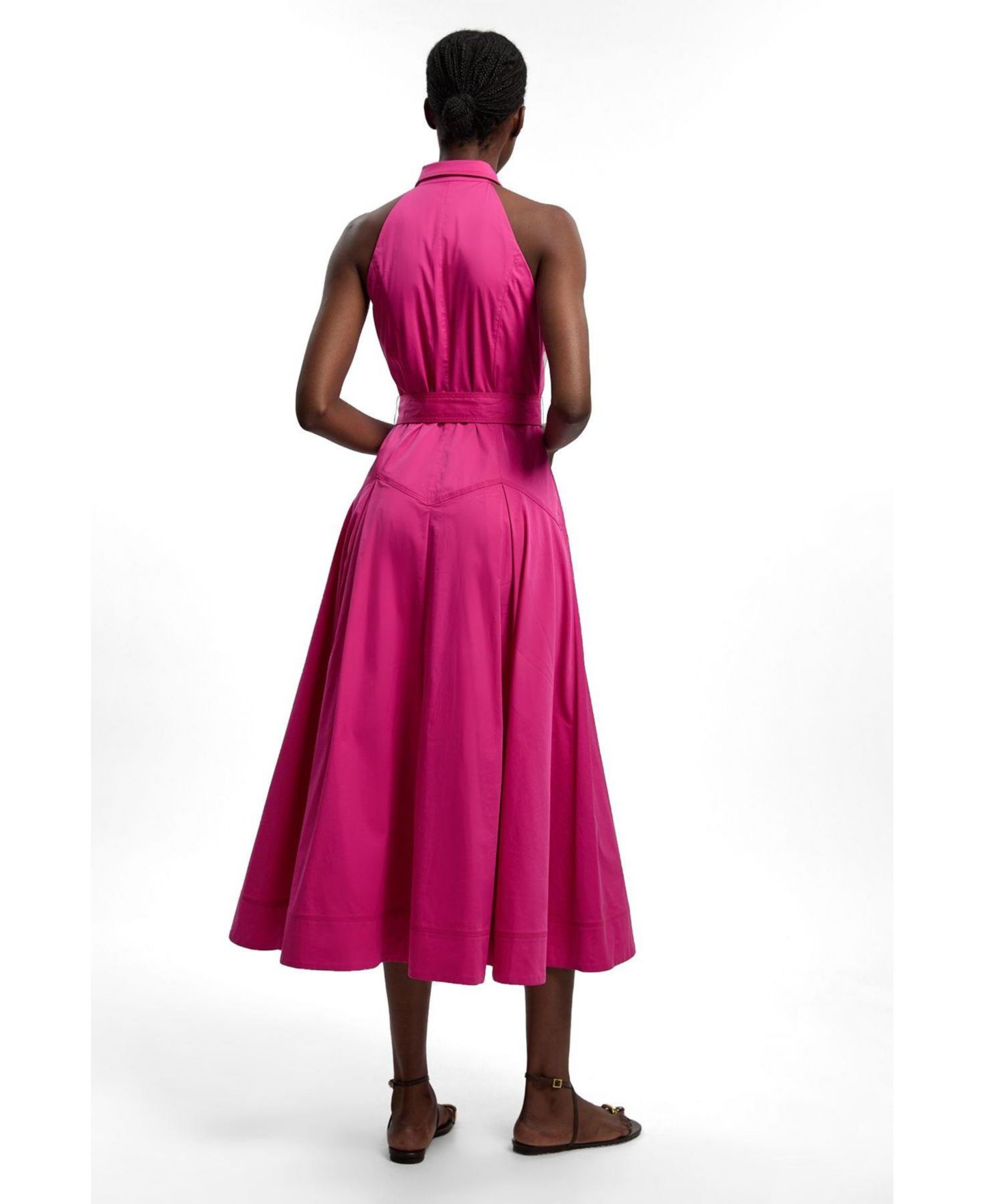 Женское платье Karen Millen Cotton Halter Midi Shirt Dress, цвет: Фуксия — фото 2