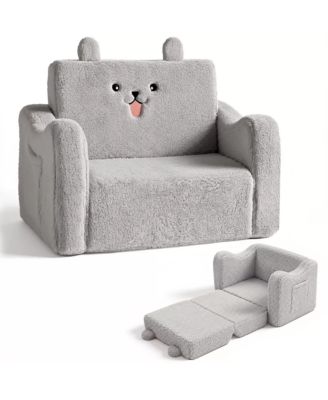 2-in-1 Toddler Sofa Chair Converts to Flip-Open Lounger Bed