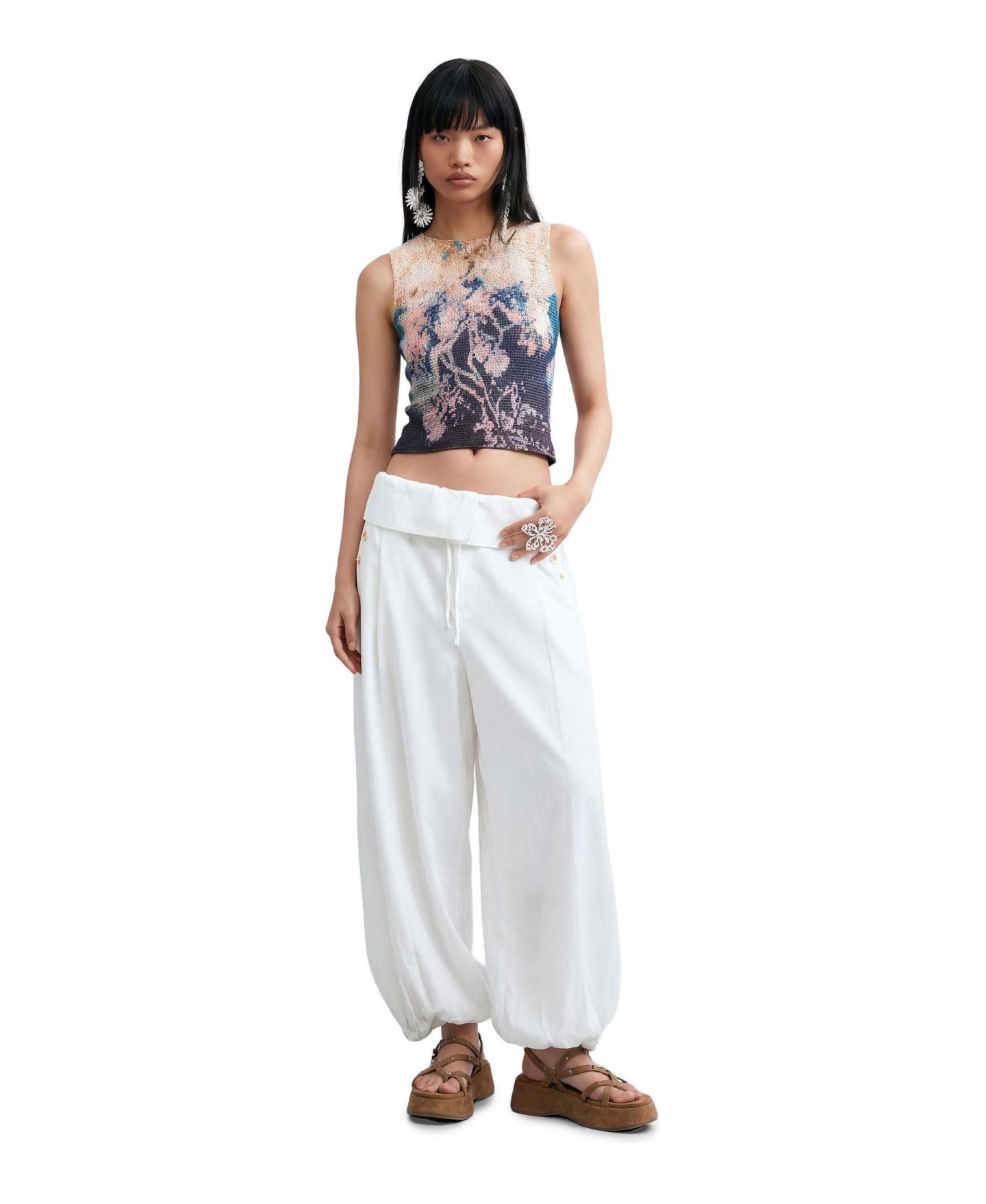 Женская футболка Desigual Printed sleeveless, цвет: Синий — фото 2