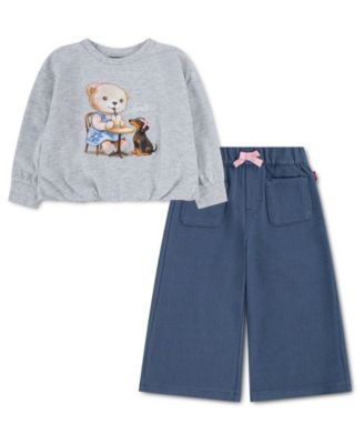 Toddler Girls' 2T-4T Graphic Sweatshirt and Wide-Leg Pants, 2-Piece Set