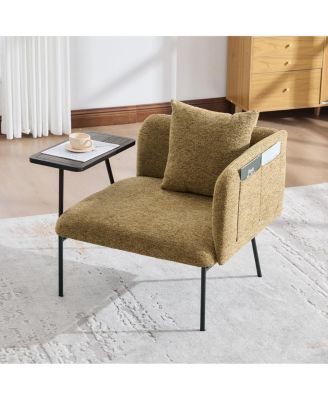 Modern Upholstered Lounge Chair with Side Table and Storage Pockets