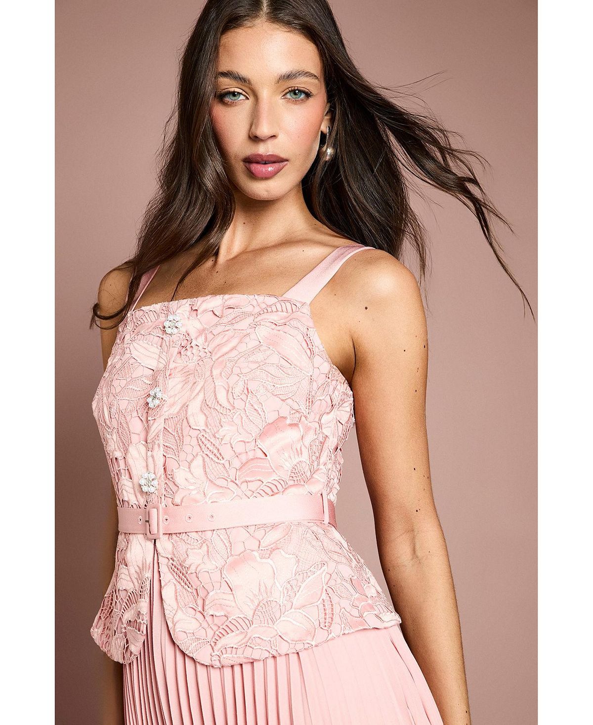 Coast Women's Lace Peplum Belted Midi Dress view 4 — MAYCSS fashion products