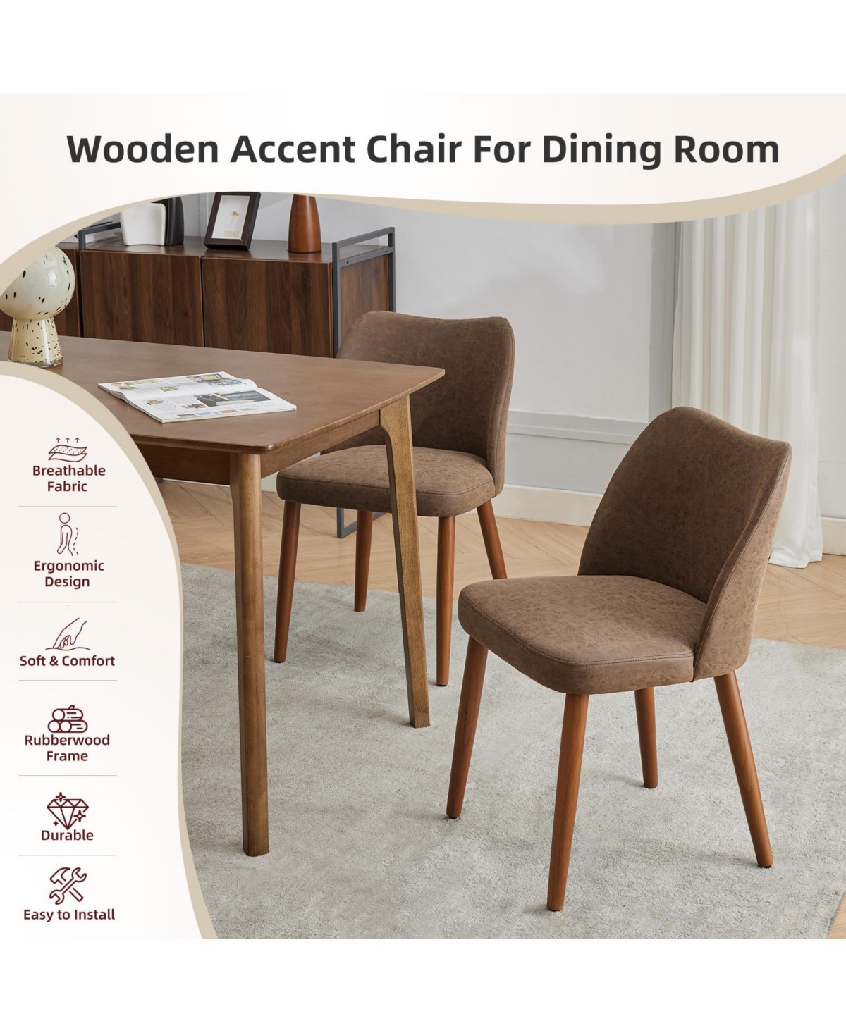 gaomon Set of 6 Leather Upholstered Dining Side Chairs