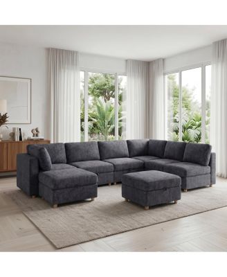 Modular 8-Seater Convertible Sectional Sofa with Storage