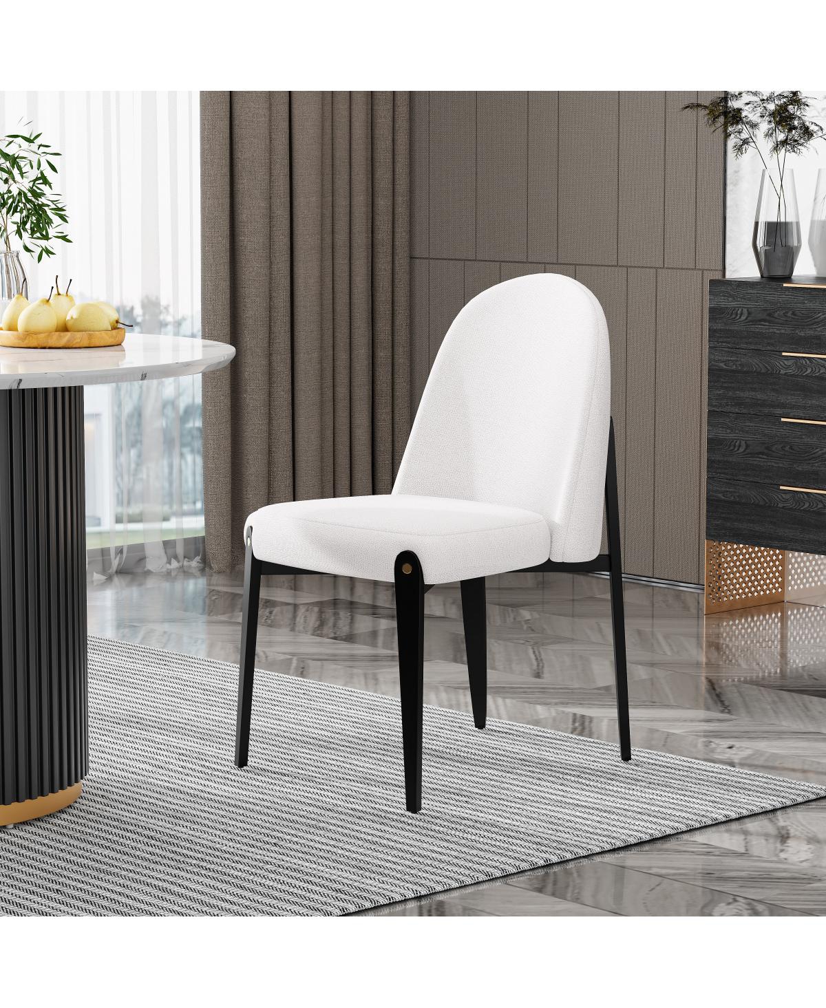 Streamdale Furniture Set of 2 Chenille Armless Dining Chairs with Metal Legs