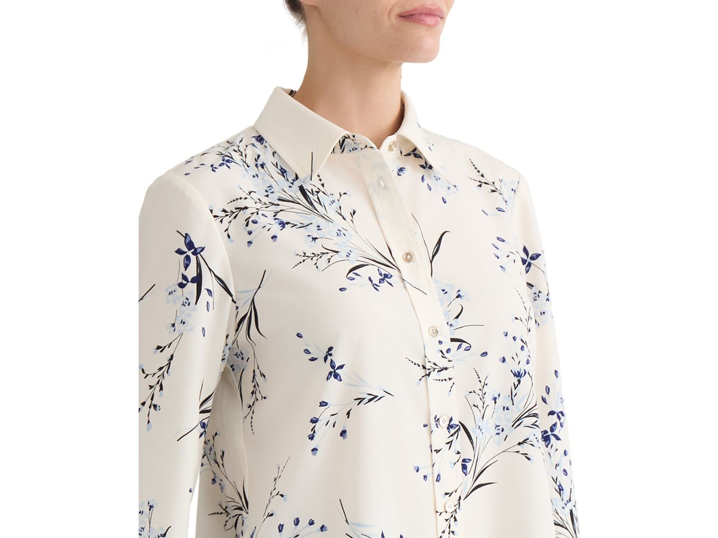 Женская рубашка Jones New York Printed Collared, цвет: Белый песочный разноцветный — фото 3