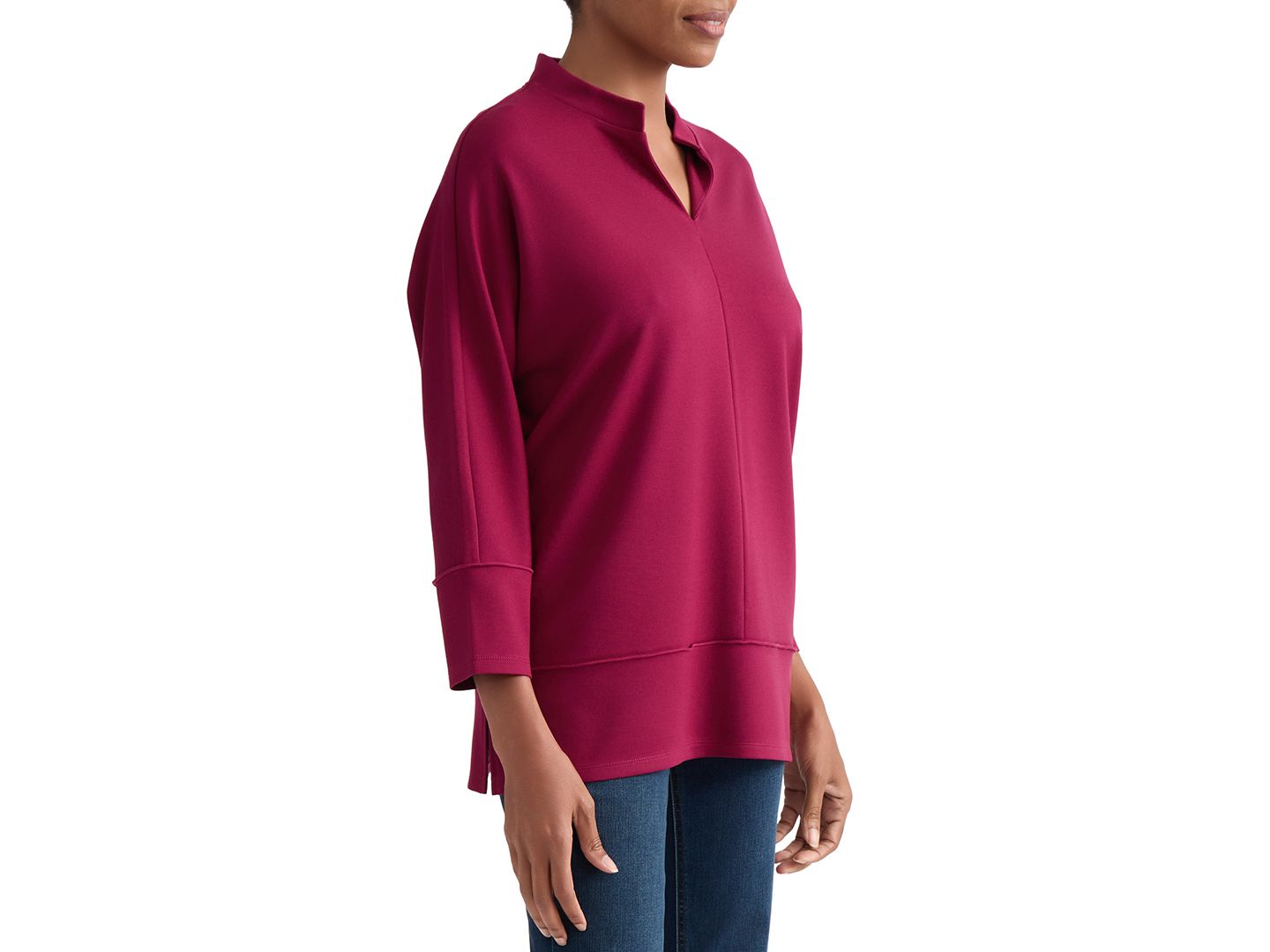 Женский топ Jones New York Johnny Collar Top, цвет: Ягодный красный — фото 2