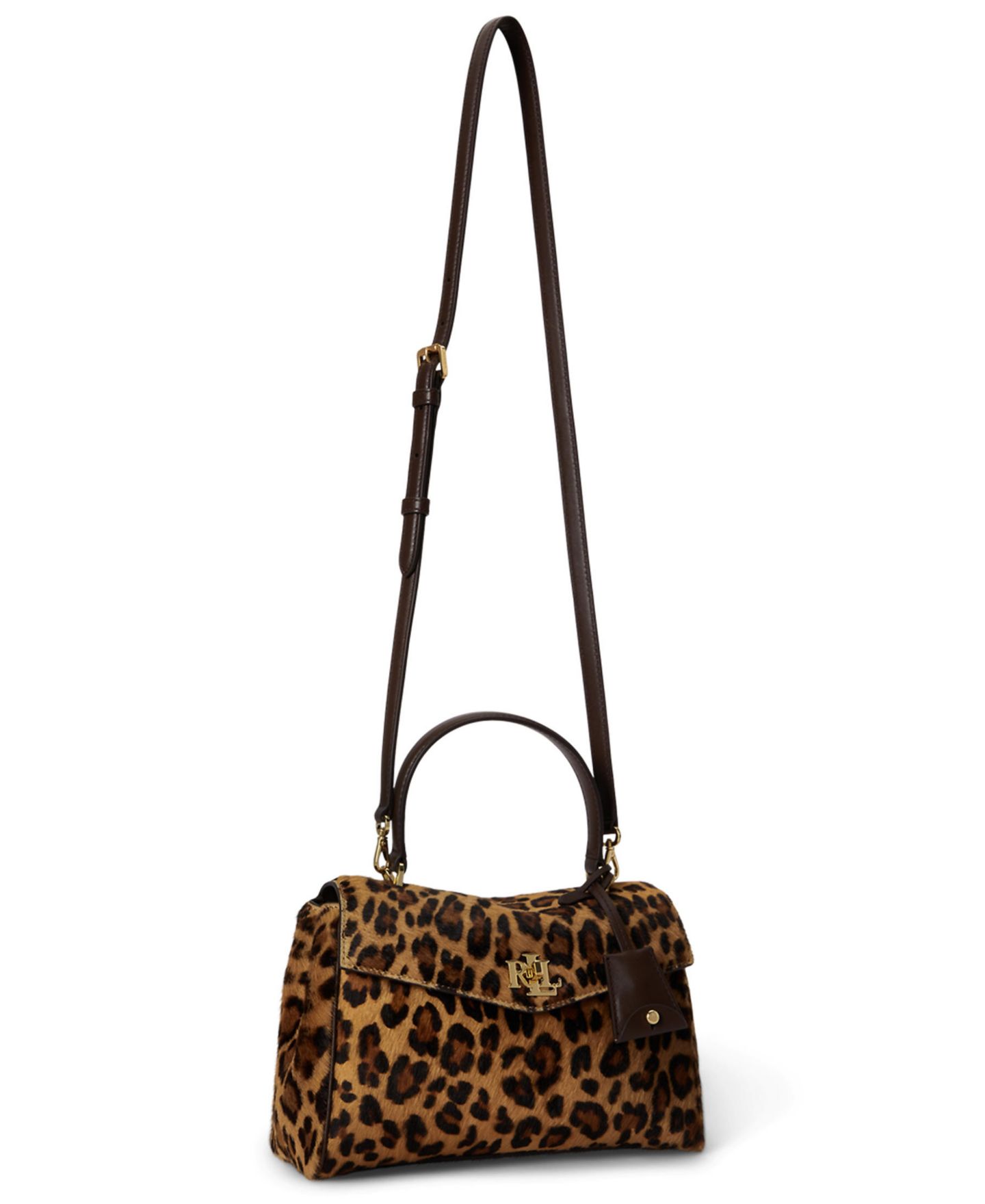 Женская сумка Lauren Ralph Lauren Farrah Leopard Print Small Soft Satchel, цвет: Леопардовый / Каштановый коричневый — фото 5