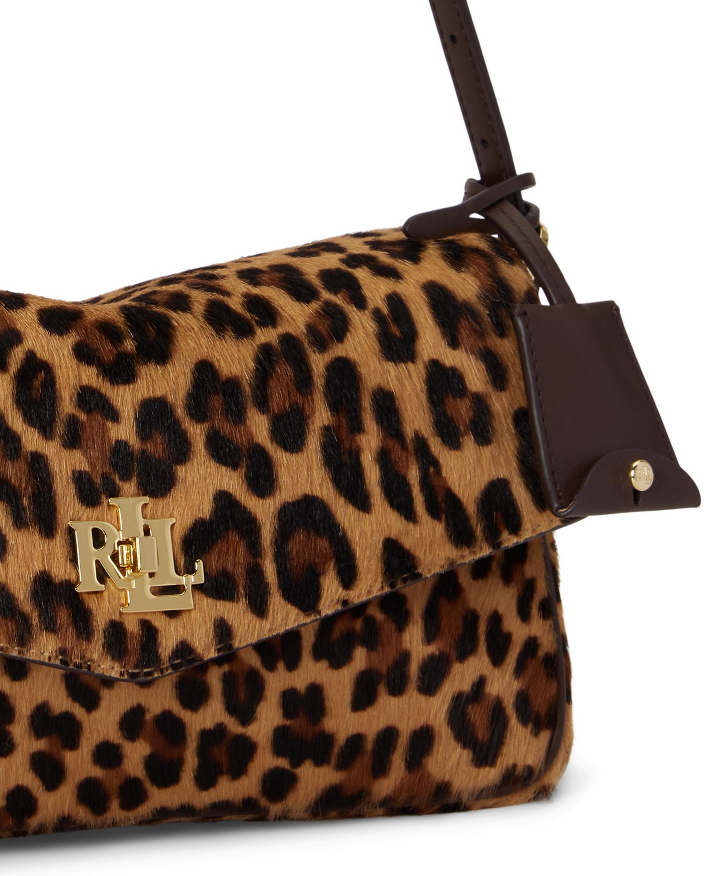 Женская сумка Lauren Ralph Lauren Farrah Leopard Print Small Shoulder, цвет: Леопардовый / Каштановый коричневый — фото 7