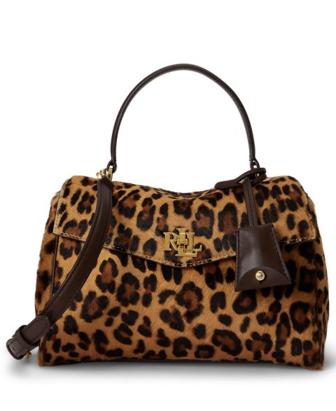 Женская сумка Lauren Ralph Lauren Farrah Leopard Print Small Soft Satchel, цвет: Леопардовый / Каштановый коричневый