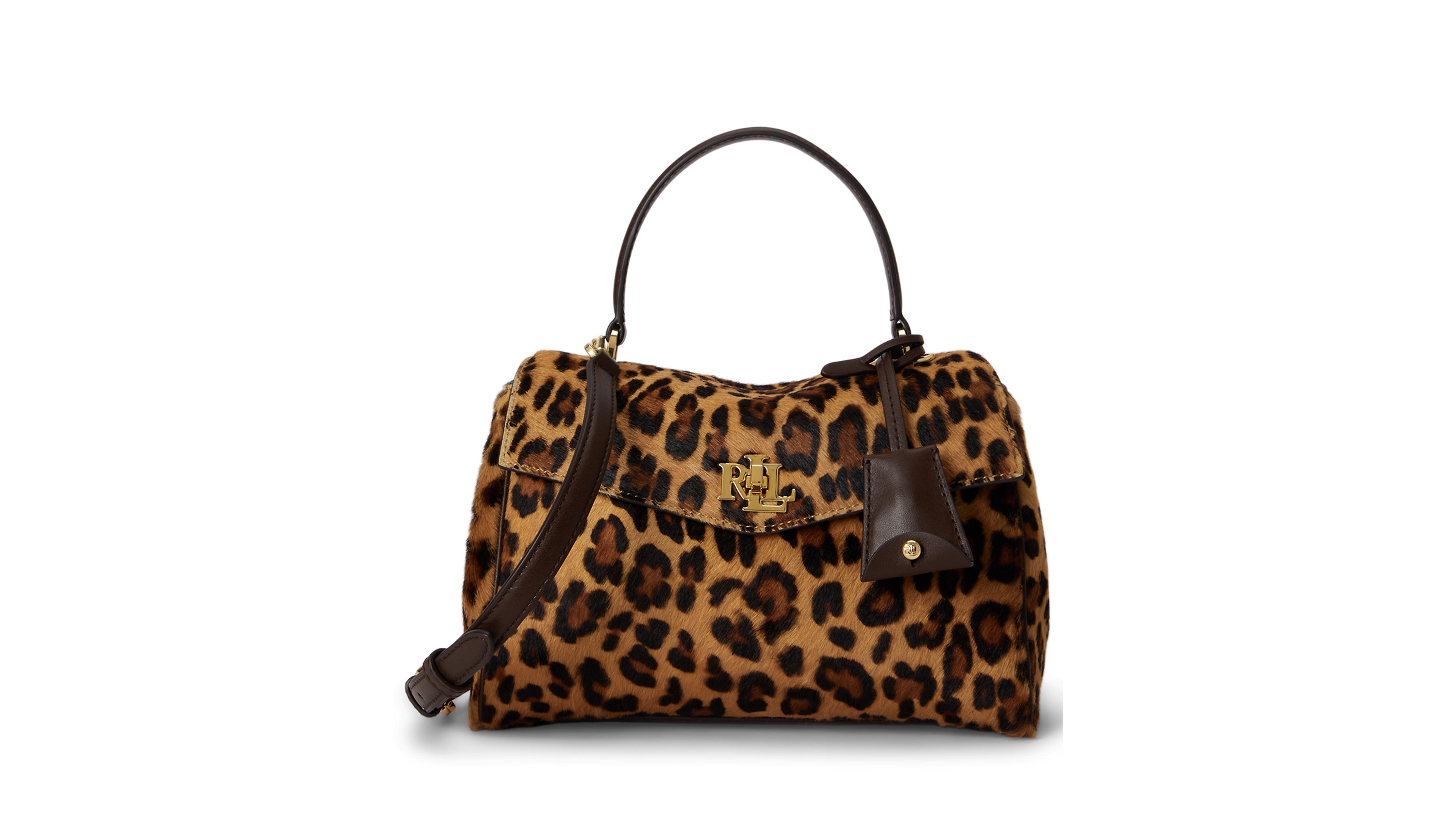 Lauren Ralph Lauren Farrah Leopard Print Small Soft Satchel Handbag