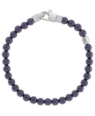 Quiksilver Mens Platinum-Plated Geometric Onyx Bracelet - PlatinumBlack 80$