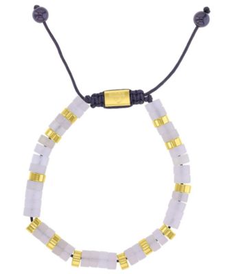 Men's 18k Gold-Plated Steel White Onyx Adjustable Slider Bracelet