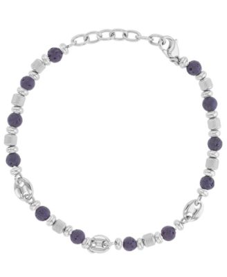 Quiksilver Mens Platinum-Plated Volcanic Stone Bracelet - PlatinumBlack 95$