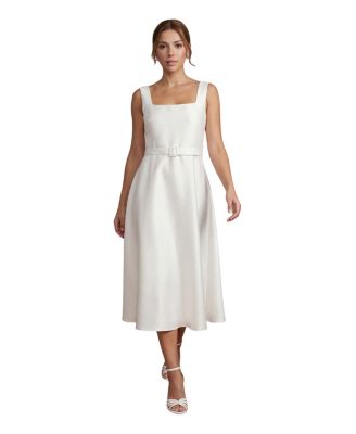 Women's Belted A-Line Midi Dress