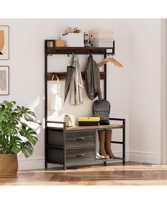33.1'' 5-in-1 Hall Tree with Shoe Storage Bench and 23 Hooks