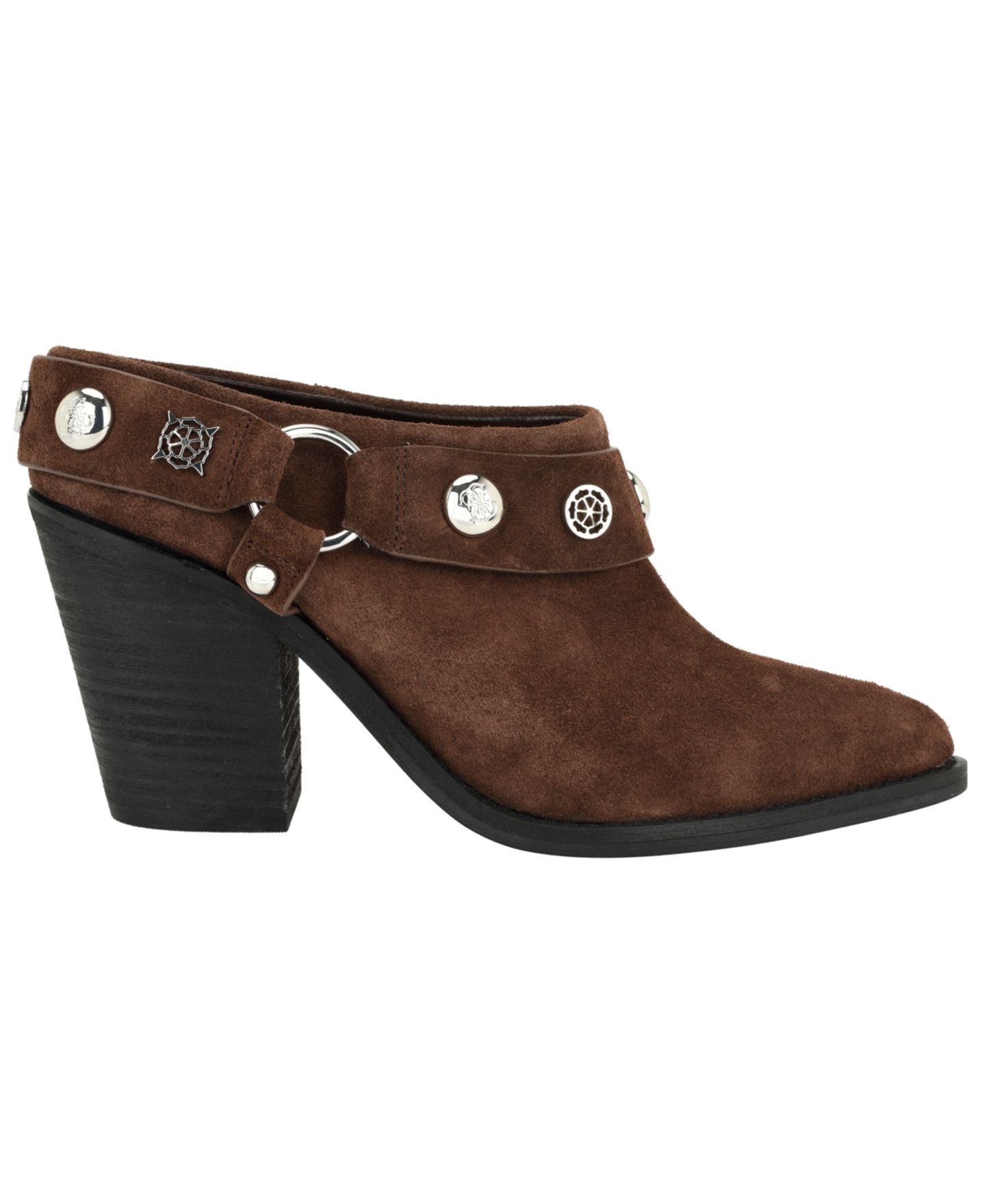 Женские туфли GUESS Sashlin Rugged Block Heel Shootie, цвет: Тёмный коричневый замшевый — фото 2