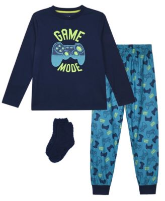 Boys' 6-14 BMI Gaming Print T-Shirt, Joggers and Socks, 3-Piece Pajama Set