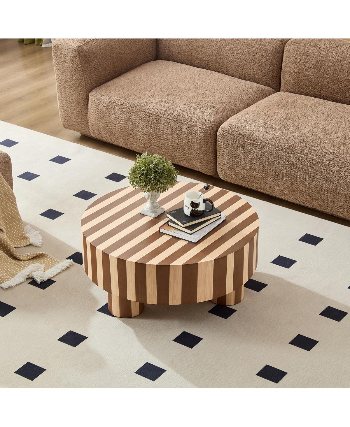 Streamdale Furniture Round Wood Coffee Table Natural Finish For Living Room