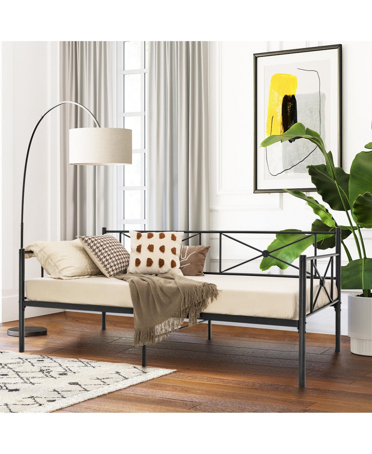 Gouun Metal Daybed Frame Twin Size with Slats