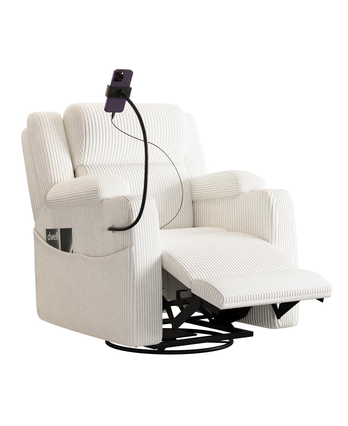 Streamdale Furniture Electric Power Recliner with Heat Massage Swivel and Usb Ports