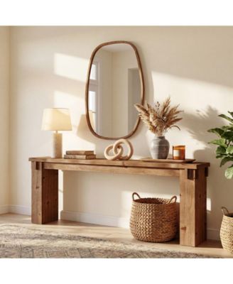 78.74" Extra Long Solid Wood Console Table, Live Edge Top, Farmhouse Entryway Sofa Table