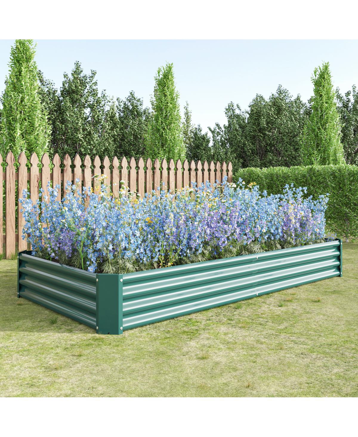 Streamdale Furniture 2-Pieces 8x4x1ft Metal Raised Rectangle Garden Planter Beds