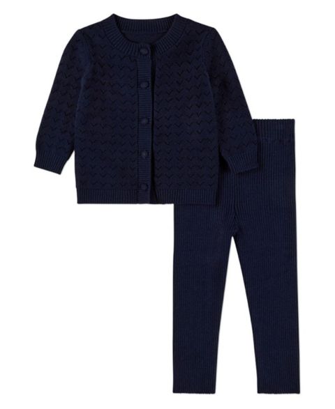 Комплект MeMoi Chevron 2T - 3T Knit Cardigan 2 Piece Set для девочек, цвет: Тёмно-синий