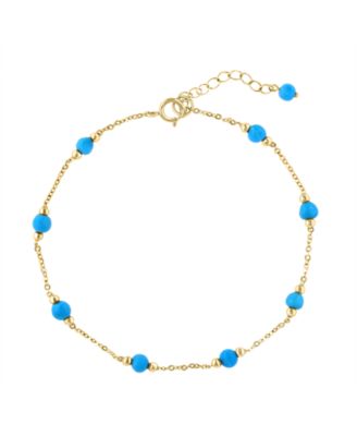Turquoise (3.5mm) Bracelet in 14k Yellow Gold