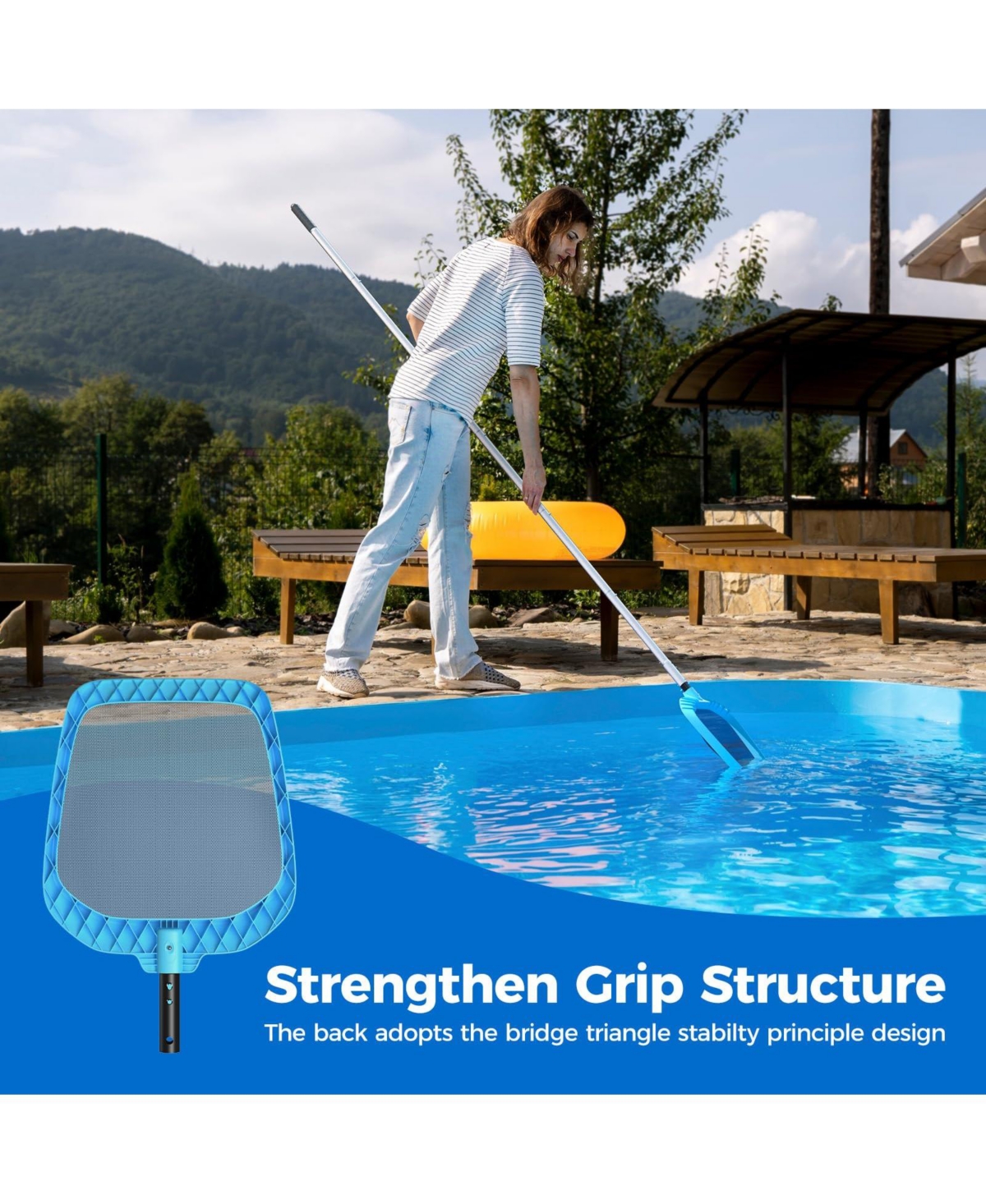Xdovet Pool Net Skimmer Fine Mesh Bag Heavy Duty 1-1/4" Pole