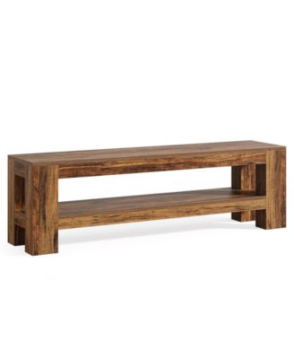 Farmhouse Entryway Bench with Wooden Shoe Shelf