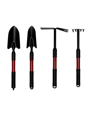 Garden Tool Set 4-Piece Non-Slip Trowel Transplanter Cultivator Rake