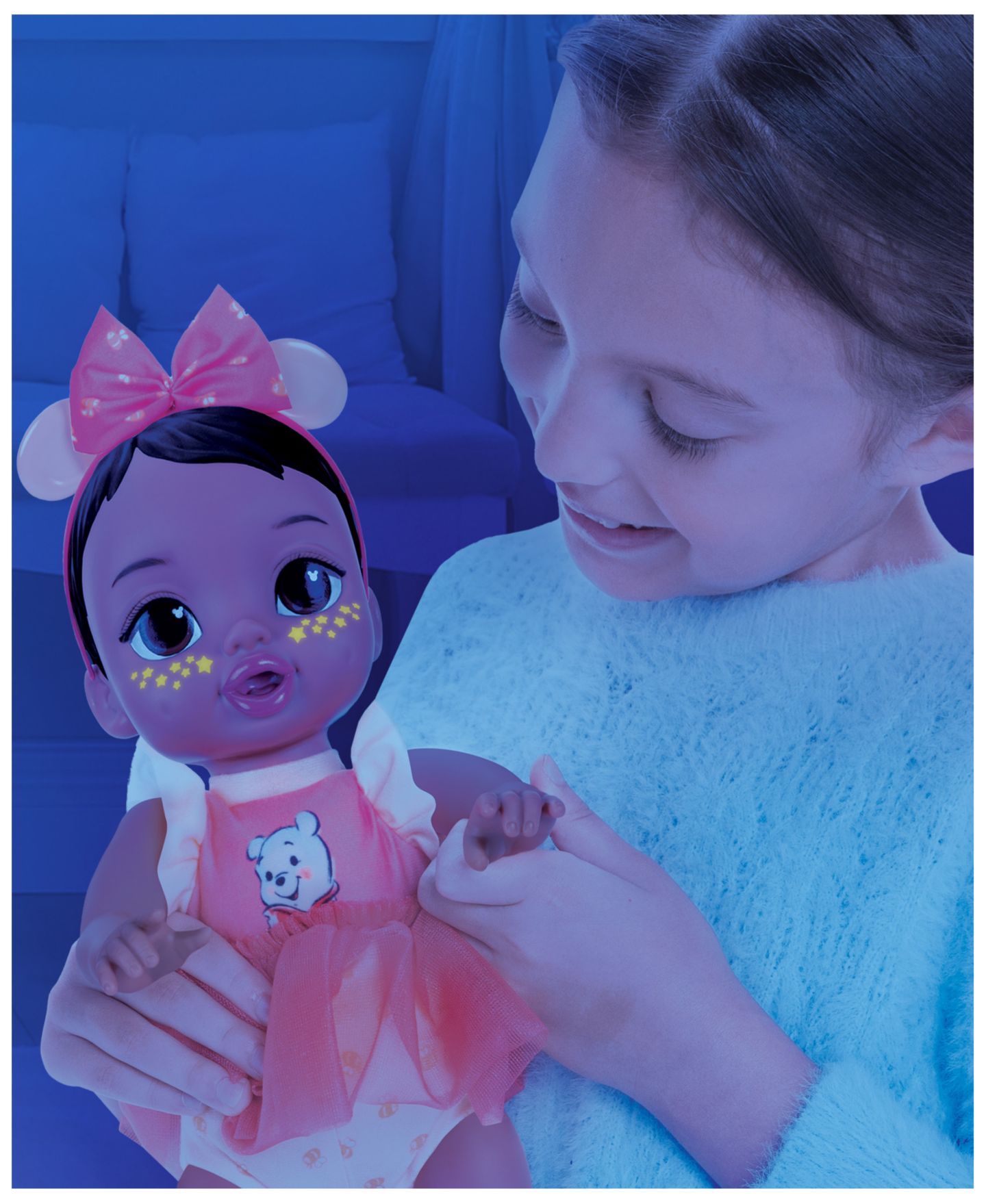 Детская кукла Disney Darlings Snuggly Stars Pooh 11" Soft-Bodied Glow-in-the-Dark Baby Doll with Accessories — фото 7