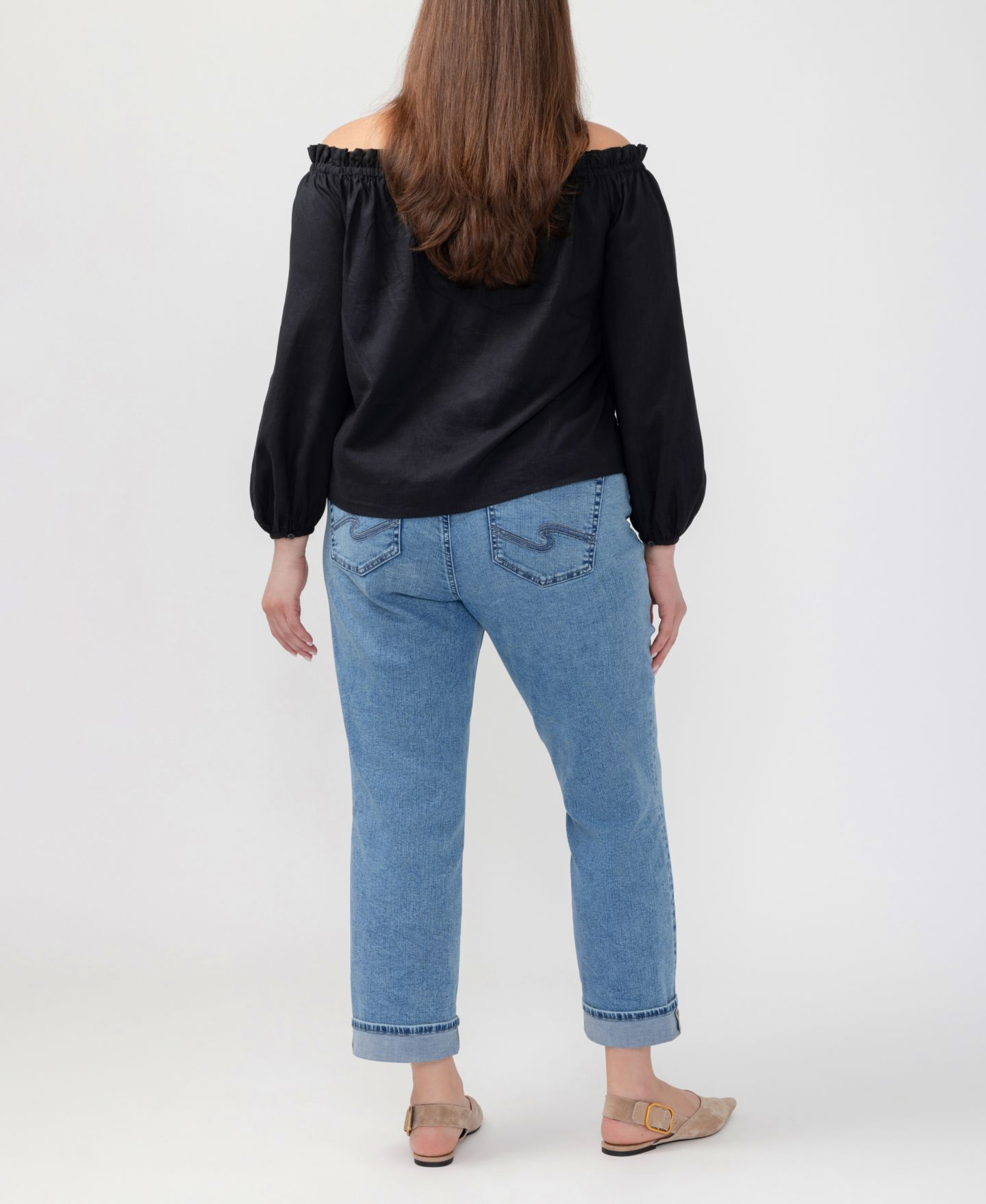 Женские джинсы Silver Jeans Co. Plus Size Avery High-Rise Straight, цвет: Bluebelle — фото 6