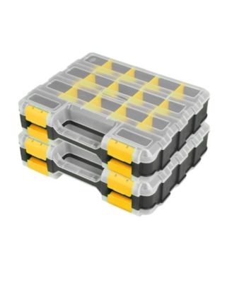 2-pack Small Parts Organizer Box Double Side Removable Dividers Hardware Storage