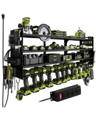 Drill Holder Wall Mount Pegboard Metal Rack Power Strip