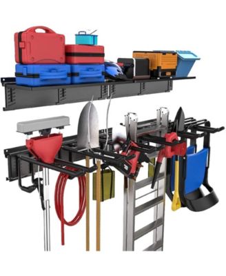 Wall Mount Overhead Shelving Steel Tool Racks Hooks Floating Shelves