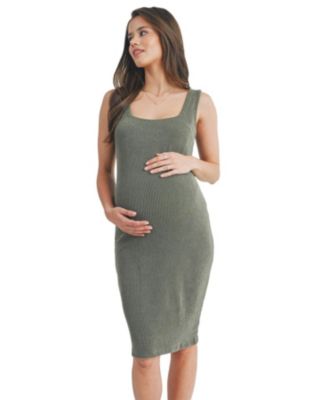 Women's Ribbed Knit Bodycon Maternity Tank Dress