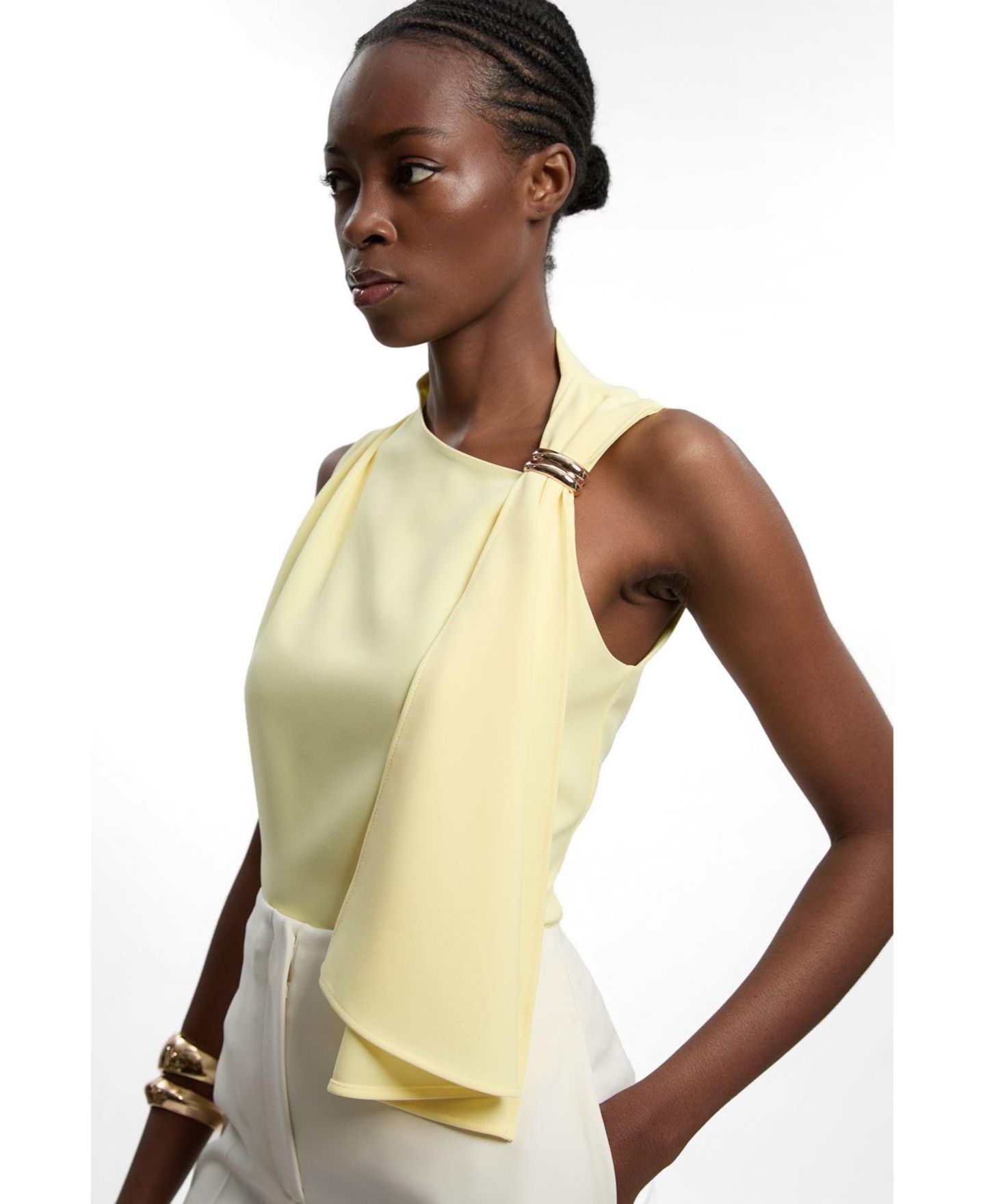 Женский топ Karen Millen Tailored Drape, цвет: Лимонный — фото 2