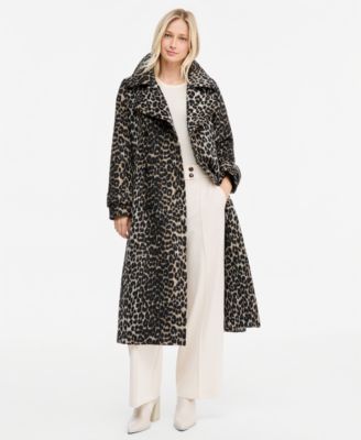 Womens Notch Collar Belted Wrap Coat