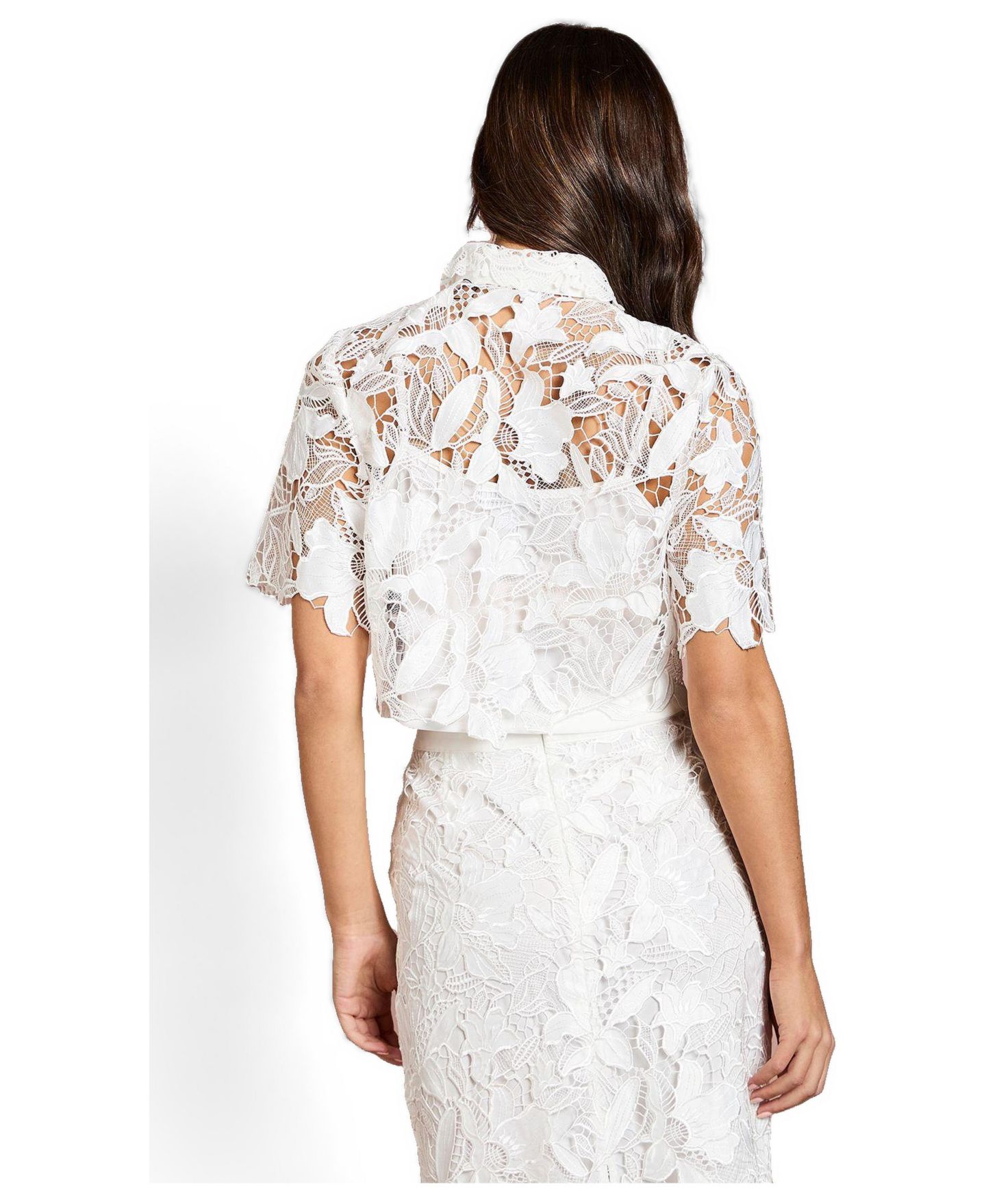 Женская рубашка Coast Lace Detail Short Sleeve Collared, цвет: Слоновая кость — фото 3