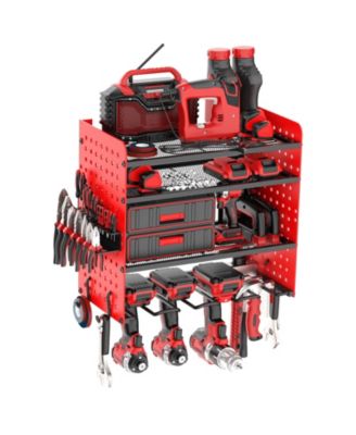 Wall-mounted power tool storage rack