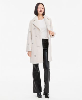 Women's Faux-Fur Bow-Embellished Coat, Created for Macy's 