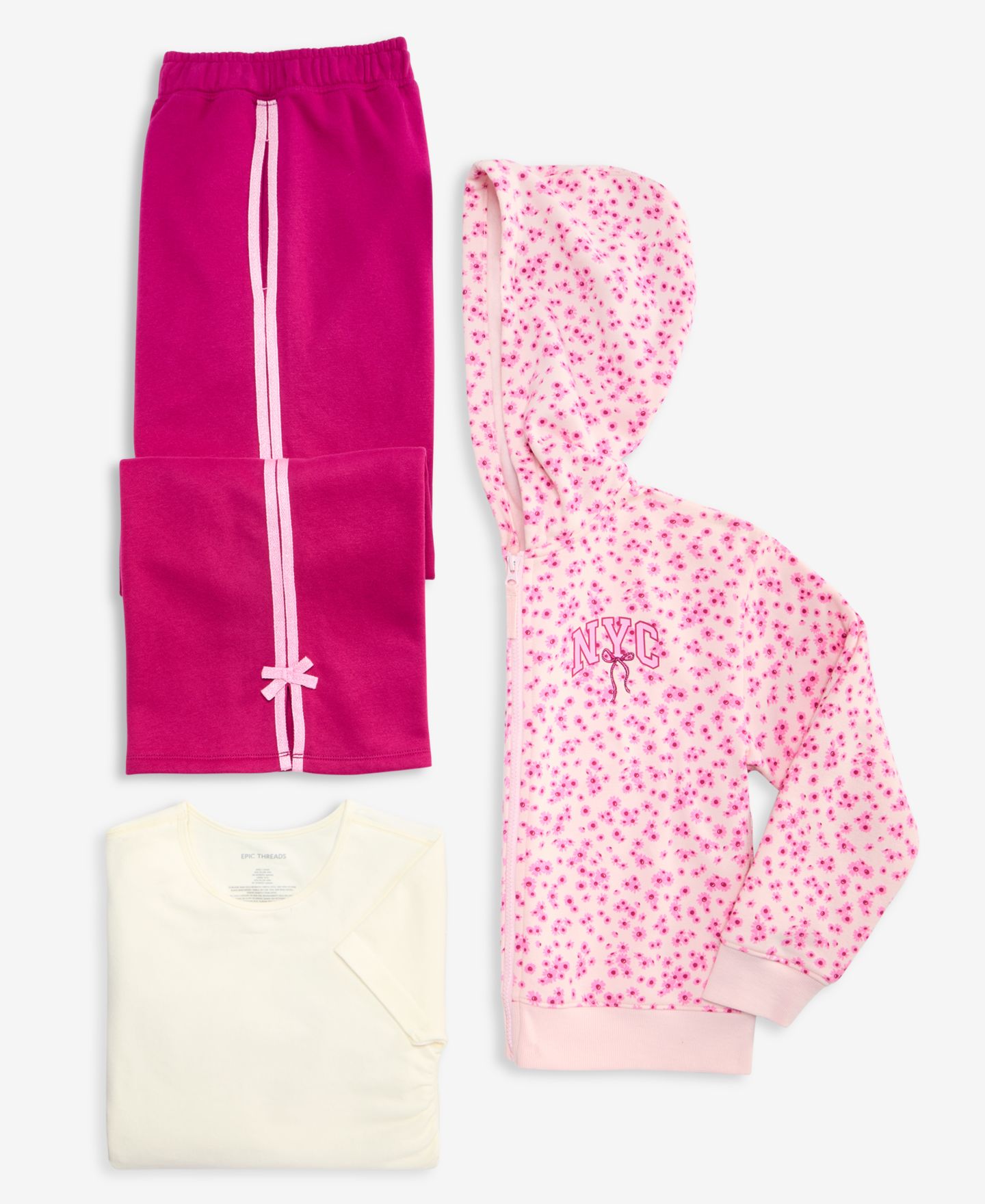 Худи Epic Threads NYC Bow Printed Zip Fleece для девочек, цвет: Розовый — фото 7