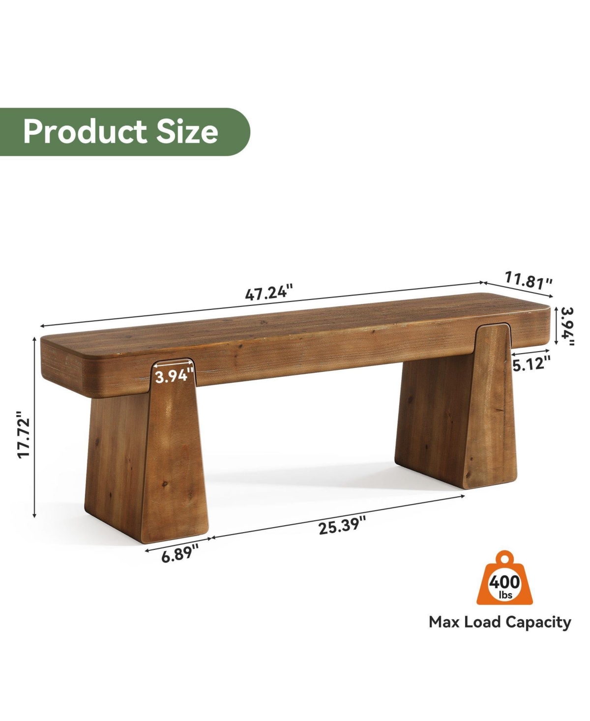 Slickblue 47" Solid Wood Farmhouse Entryway Shoe Bench